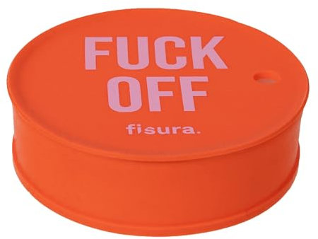 Fisura – Tapa vasos antidroga “F*ck off rojo. Protector de bebida original azul. Cubierta para bebidas reutilizable. Protección de vaso antiderrame Hecho de silicona.