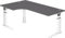 bümö höhenverstellbarer Eckschreibtisch U-Serie 200x120 Graphit, Gestell in weiß - Schreibtisch L Form, großer Tisch für's Büro, Computertisch höhenverstellbar