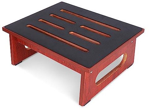 A wooden step stool 6.9 in for adults and seniors with non-slip rubber pad, for indoor and outdoor, 450 Ib, portable wooden stand up for bathroom, kitchen, bedside table and more (walnut)