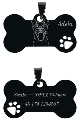 Heimwohl Hundemarke mit Gravur Personalisierte Fotogravur Hunde Zubehör Dog Tag Halsband Hund Personalisiert - Tiermarke für Hunde & Katzen 40 * 22mm (Schwarz)