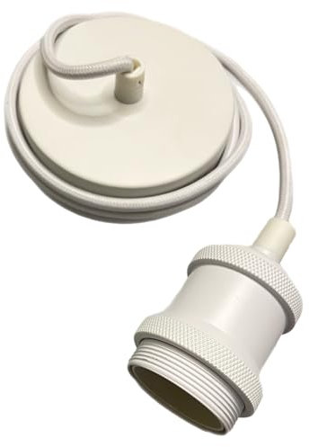 CGC Lighting Indoor ceiling adjustable pendant and matching ceiling rose light fitting E27 (White)