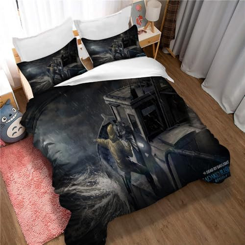 Bettbezug Dead by Daylight Winterschutz Steppdecke Baumwolle Zwei Kissenbezüge Versteckter Reißverschluss Leicht Zu Reinigen (DBD 04,135x200cm)