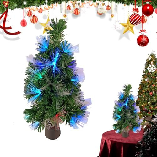Árbol De Navidad De Fibra Óptica De 45 Cm, Árbol De Navidad Artificial Preiluminado, Árbol De Navidad Pequeño Con LED Colorido, Árbol De Navidad De Mesa Iluminado, Árbol De Navidad Novedoso Para Decor