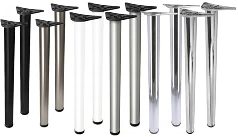 Kitchen & Bar Worktop Support Table Leg - Round Metal Counter Support in 710mm, 820mm, 870mm & 1100mm - Heavy-Duty, Easy-to-Install Design Can be Cut (Chrome, 82cm)