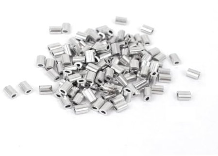 TOP-VIGOR 100Pcs 1mm Oval Aluminum Sleeves Clamps, Aluminium Wire Rope Clamp Crimping Loop Sleeves Clip for Fixing Steel Wires, Ropes, And Electrical Wires