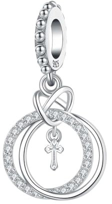 PANPOKI 925 Sterling Silber Charms Anhänger für Armband Charm Geschenk für Liebhaber Freunde Kompatibel mit Europäischen Armbändern (Ringkreuz charms)