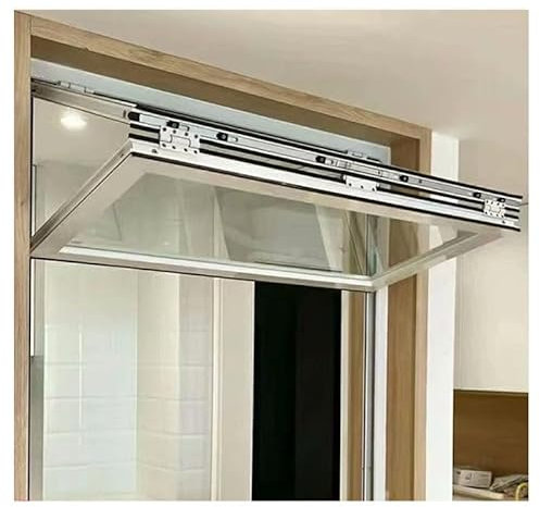 PFCDZDU Alluminio Piegato Servizio Finestre, Casa Trasparente Vetro Temperato Finestre, Orizzontale Scorrevole Ventilazione Finestre per Food Truck Cucina Negozio(100x60cm)