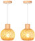iDEGU Lot de 2 Suspensions Luminaires en Bambou et Bois Vintage Lampe 13cm Mini Abat-jour à Boule Rotin Vintage Lustre Style Bohème E27 Luminaire Plafonnier Décoration pour Chambre Couloir Salon Café