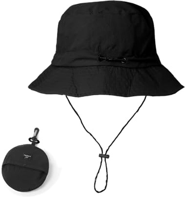 OYZOQ Chapeau randonnée bob UPF50+ Pliable pour Femmes Hommes Chapeau Safari Protection UV avec Sangle Réglable Chapeau de Pêcheur Cordon Randonnée