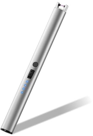 Electric Arc Lighter USB Rechargeable - Windproof Flameless Design for Candles, BBQ, Camping,Compact & Portable Silver Lighter