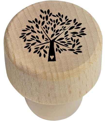 19mm 'Tree of Life with Heart' Wooden Bottle Stopper/Cork (BS00030017)