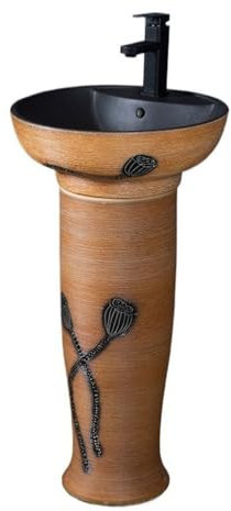 uotmui Meuble sous Vasque sur Colonne Lavabo en céramique for la Maison, lavabo sur Pied for Balcon, lavabo intégré au Sol, lavabo de Salle de Bain Lavabo sur Colonne pour Salle De Bain