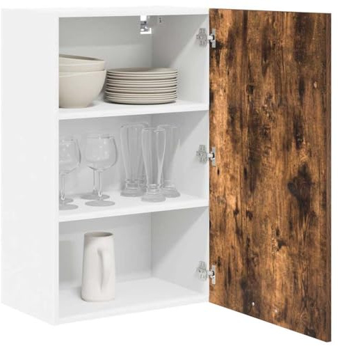 vidaXL Hängeschrank Geräucherte Eiche und Weiß 50 x 31 x 80 cm