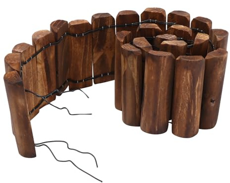 TOGEVAL Flexibler Hoftrennzaun aus Braunem Holz für Garten und Rasen Wiederverwendbare Landschaftszaun Dekoration mit Natürlichem Pastoralen Stil