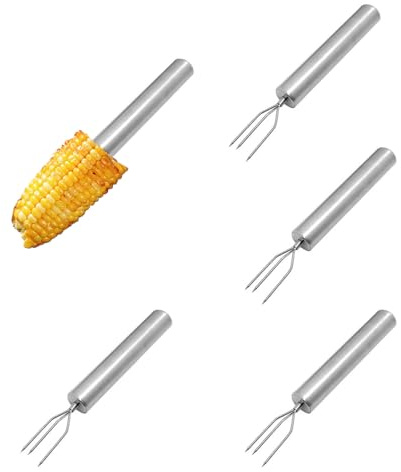 Pack of 4 Stainless Steel Fur Potato Fork, Potato Fork, Potato Picker, Fruit and Vegetable Fork, Corn Fork, Reusable Peeling Aid, Portable Barbecue Tool for Camping, Hiking