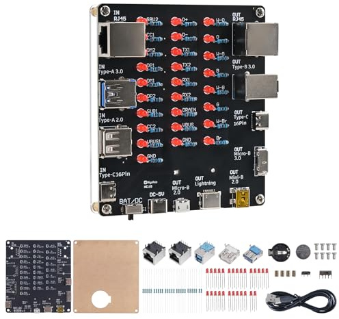 DIY USB Cable Tester Soldering Practice Kit, 9-in-1 USB Cable Checker | Type-C/ RJ45/ Lightning Micro Mini USB Continuity Tester, LED Indicator, Cable Checker for Electronics Repair & STEM Project