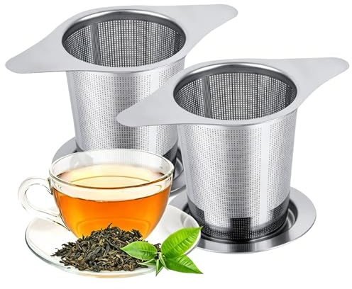 2 Stück Teesieb für Losen Tee, Edelstahl Feines Teefilter mit Ohrgriff, für Tassen und Kannen