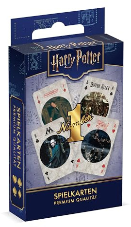 Waddingtons Number 1 Spielkarten Harry Potter Neue Edition - Harry Potter Spielkarten Deck - Klassische Kartenspiel für Poker - 1+ Spieler ab 6+ Jahren - Deutsch, Blau