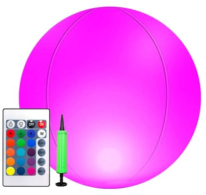 Boules de piscine Glow Dark – Sphère lumineuse flottante gonflable | Télécommande 16 couleurs d'éclairage – Décoration de natation, jardin, patio, fête, jouet aquatique, ornement d'ambiance e
