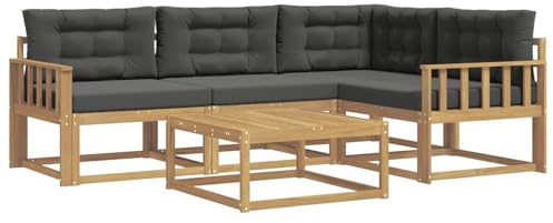 vidaXL Outdoor-Sofagarnitur 5 pcs Weiß und Anthrazit 79 x 79 x 37 cm, Akazienholz Sofa, modernes Outdoor-Möbel, stylische Sectional-Garnitur, wetterfeste Terrasse, Garten Sitzgruppe