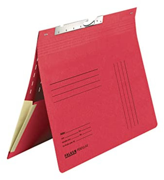 Original Falken 50er Pack Pendular Pendelhefter. Made in Germany. Aus Recycling-Karton mit kaufmännischer Heftung, Schlitzstanzung und Dehntasche für DIN A4 rot Hefter Sammelmappe Blauer Engel