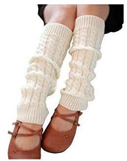 Elandy Knit Winter Thermal Warm Leg Warmers-Long Socks Boot Cuffs Topper Legging Pads For Women Lady Girls Best Xmas Gift (White)