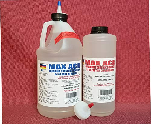 Aquarium Safe Epoxy Resin Fresh Or Saltwater Use -MAX ACR A/B 96 Ounce Kit for Coating, Casting, Sealing, Gluing, Fiberglassing Resin -Custom Plywood Aquarium, Concrete Coating Sealant for Koi Ponds