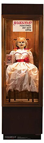 Star Cutouts SC1540 Creepy Annabelle Doll in Glass Case – Horror Cardboard Cutout for Halloween, Party Props & Scary Fun