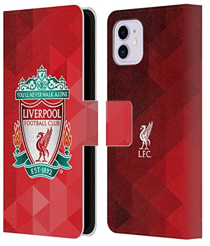 Head Case Designs Offizielle Liverpool Football Club Rot Geometrisch 1 Crest 1 Leder-Wallet-Hülle Kompatibel mit Apple iPhone 11