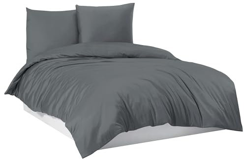 Mixibaby Bettwäsche Bettgarnitur Bettbezug 100% Baumwolle 135x200 155x220 200x200 200x220, Farbe:Silber, Größe:200 x 200 cm