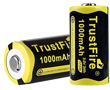 TrustFire Batteria agli ioni di litio 17335, da 1000 mAh, 3 V, ricaricabile, in set da 2 pezzi