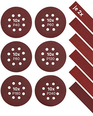 KSP-Tec – 60x Schleifpapier 125 mm Klett - Schleifscheiben für Exenterschleifer Mit Körnung je 10x 40/60/80/120/180/240