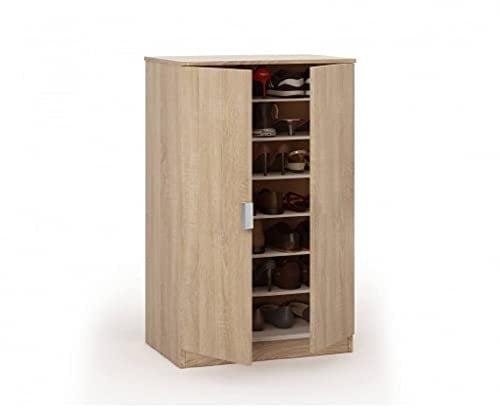 Dmora - Armadio multiuso 2 ante Tarn, Mobile multifunzionale, Mobiletto scarpiera, Guardaroba porta scarpe, 55x35 h108 cm, Rovere