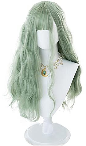 Lolita Perücke 70cm Lange Matcha Grün süße Cosplay Perücke Frauen Mädchen (Lockige)