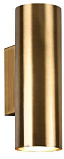 Kleine Wandleuchte mit Up and Down Lichteffekt aus Metall Altmessing, Höhe 18cm