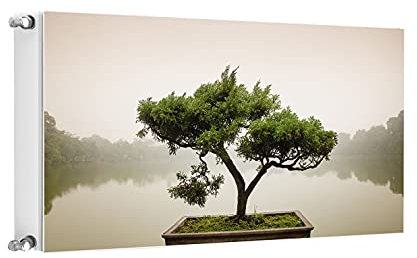 TMK ArtDeko Heizkörperverkleidung mit Magnet Stilvolle Optik Heizkörperabdeckung, 100x60cm, Baum Grau