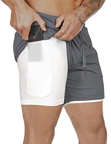 XDSP Shorts Herren 2 in1 Trainingsshorts Kurze Hosen Schnelltrocknende Laufshorts Sporthose Taschen Kompressions Shorts
