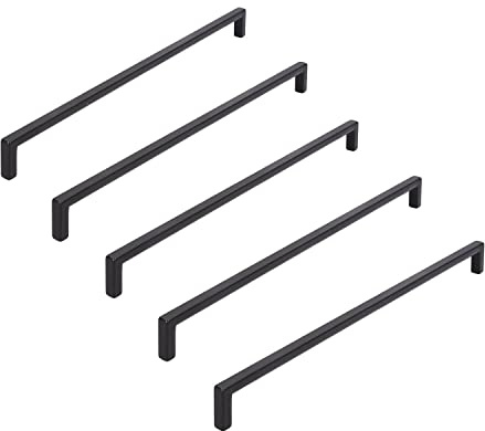 siwitec Möbelgriff 2108 Schrankgriffe Schwarz matt 320mm 5er Schrauben | Zinndruckguss, Abmessung 328 x 8 x 28 mm, geeignet für Schränke und Schubkästen in Küche und Wohnbereich