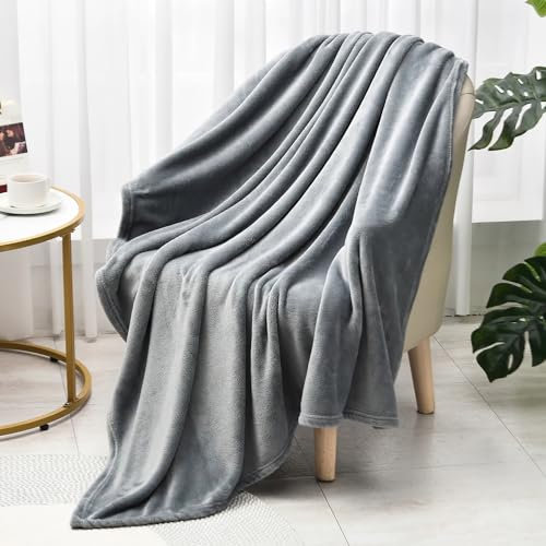 Ikodm Flanell Kuscheldecke,220 * 240cm Fleecedecke, Weich/Warm/flauschig Sofadecke Couchdecke & Wohndecke & Tagesdecke (Grau)