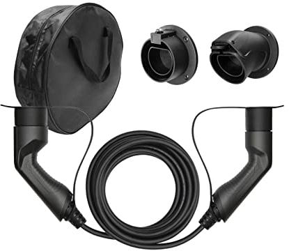 DELTACO EV-Ladekabel für E-Autos und Hybrid Fahrzeuge, Typ 2 auf Typ 2 Ladekabel mit 22 kW Ausgangsleistung bei 32A, 3-phasiges Elektroauto Mennekes Kabel inkl. Tasche & 2 Wandhalterungen, 5 Meter