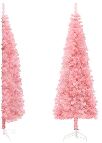 Susany Künstlicher Halb Weihnachtsbaum mit Ständer Schlank Christbaum Tannenbaum Dekobaum Kunstbaum Weihnachten Dekoration Weihnachtsdeko Mit 80 Spitzen,Gesamthöhe: 120 cm,Rosa
