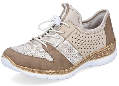 Rieker Damen Low-Top Sneaker N4255, Frauen Halbschuhe,Sportschuhe,Freizeitschuhe,Turnschuhe,Laufschuhe,Freizeit,beige (60),36 EU / 3.5 UK