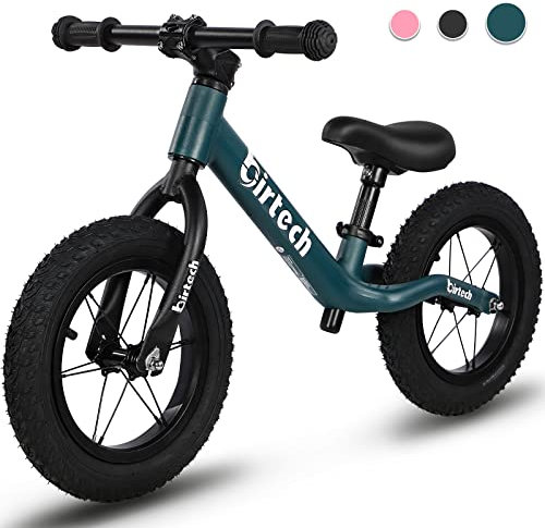 Hello-5ive 12 Balance Bike for 2, 3, 4, 5 Year Old Boys and Girls, Lightweight Nylon Frame Toddler Training Bike No Pedal Bikes for Kids with Adjustable Seat and Air Tires (Green)