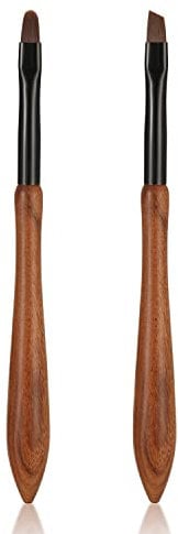 2pcs Nail Brushes for Cleaning Polish, Round&Angled Nail Clean Up Brushes Nail Brushes Set for Nail Art Acrylic Gel Polish (Sandalwood Handle)