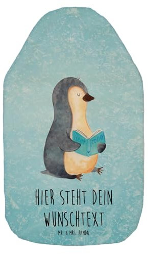 Mr. & Mrs. Panda Personalisierte Wärmflasche Pinguin Buch - Personalisierte Geschenke, Personalisierter Wärmflaschenbezug, Kinderwärmflasche mit