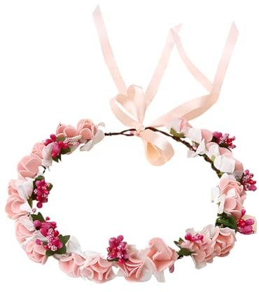 XPEX Blumenkranz Blume Krone Stirnband, Blumenkrone,Haarkranz Krone,Blumen Stirnbänder Kopfschmuck Haarbänder Floral Girlande, für Festival Party Hochzeit Strand (Rosa)
