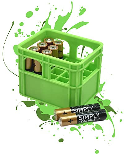 Batterie Bier Kasten Batteriekasten Batteriekiste Batteriebox Aufbewahrungsbox Minikiste Minibox für Aufbewahrung von Batterien AA, AAA, 9V, Leerkiste - 3D gedruckt (AAA, Grün)