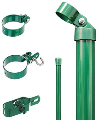 Alberts 600785 Zaunanschluss-Set zweiseitige Verbindung für Wellengittertor an Maschendrahtzaun | Set,2s | zinkphosphatiert grün | zum Einbetonieren | Torpfosten-Ø: 76 mm | Zaunhöhe: 2000 mm