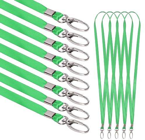 Cimeton 50Pcs Green Badge Lanyard, Lanyards Bulk, gewebt Lanyards mit Swivel Hook Clips für Büro-ID Name Badge Holder Key Chains