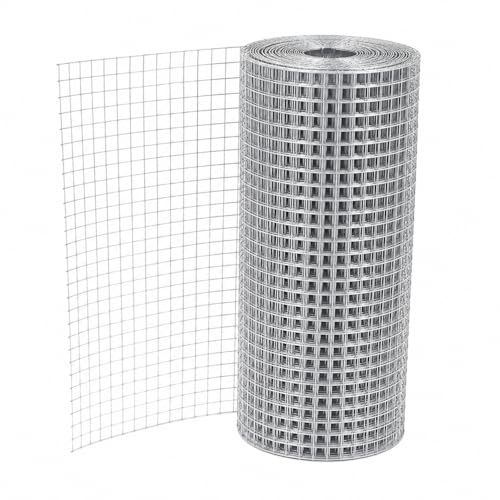 Malla Metálica Electrosoldada Galvanizada. Perfecta para plantas y animales, múltiples usos. Rollo 1x5 m. Hueco 20 mm. Grosor del Cable 0.9 mm. Plateado